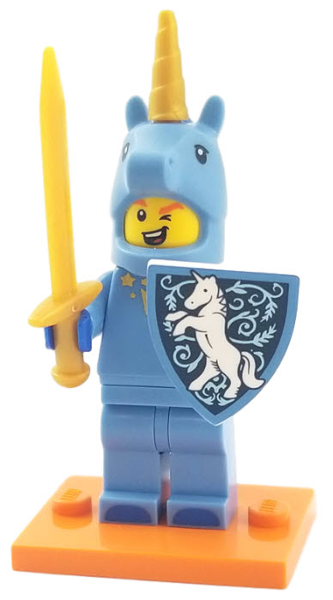 Unicorn Guy knight Series 18 Lego Minifigure (Complete Set with Stand and Accessories)