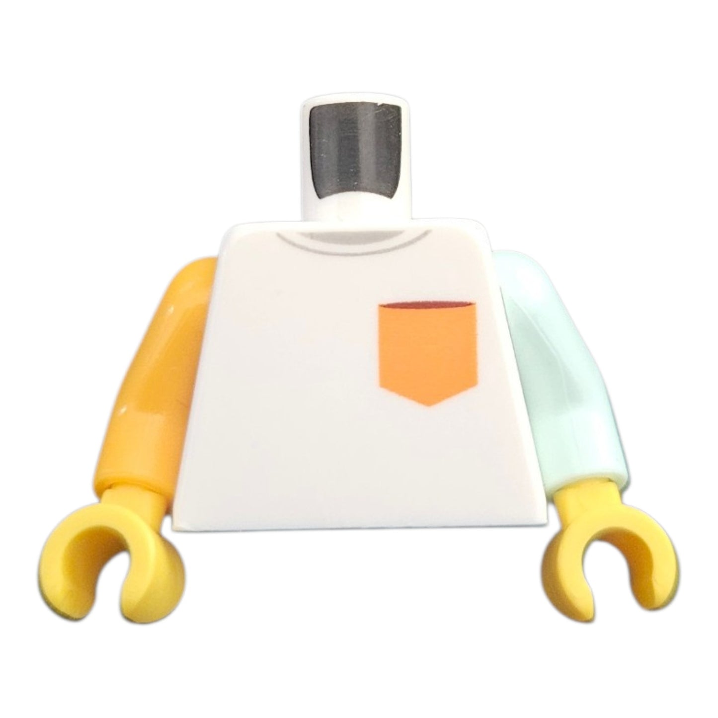 T-shirt white with orange and blue sleeves