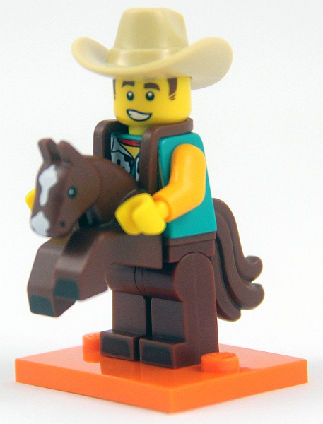 Cowboy Costume Guy, Series 18  Lego Minifigure(Complete Set with Stand and Accessories)