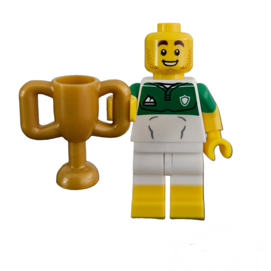 Rugby Lego custom minifigure with trophy