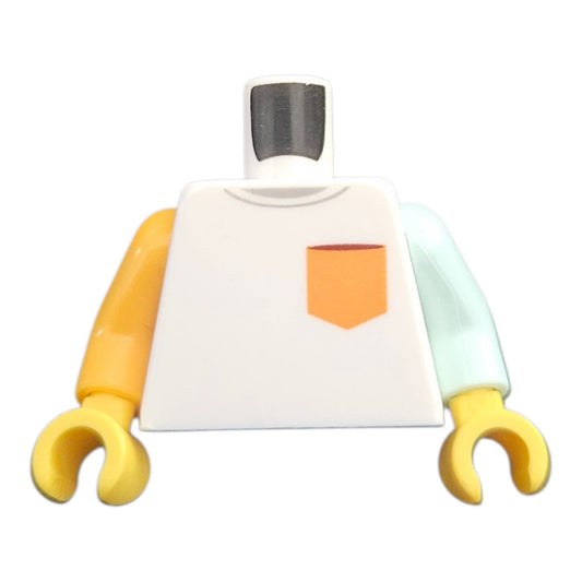 T-shirt white with orange and blue sleeves
